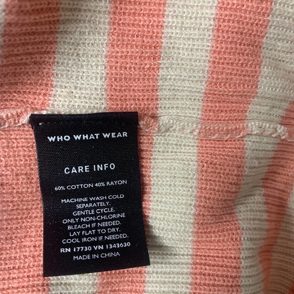 Who What Wear Womens Sweater Size Medium Pink Tank Striped Long Sleeves Slim Fit - Picture 11 of 12
